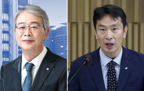 금융감독원(원장 이복현, 사진 오른쪽)이 적발한 우리금융 부정대출 가운데 451억원은 임종룡 회장 취임 이후 취급된 것으로 조사됐다. /사진=우리금융, 금융감독원