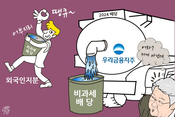 우리금융 임종룡 회장, ‘341억 국부 유출’은 알고 있나. /일러스트=조수연 편집위원
