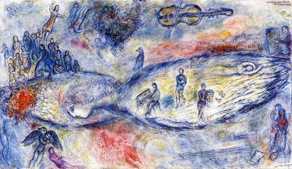 Souvenir de la Flûte enchantée, 1976, Tempera, oil and sawdust on canvas. © Chagall ®, by SIAE 2025.