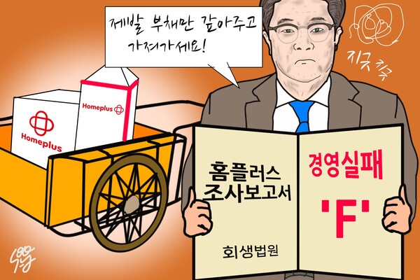 홈플러스 회생 조사 보고서의 MBK 성적표. /일러스트=조수연 편집위원
