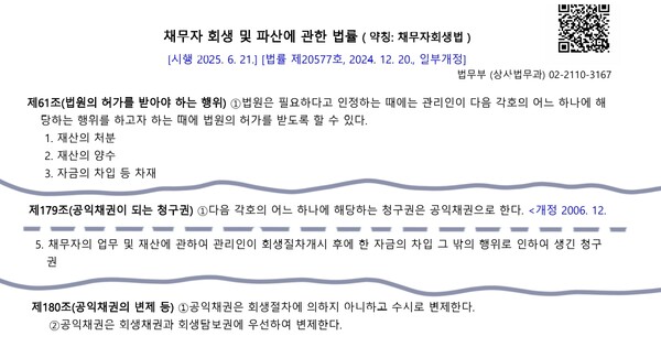 채무자 회생 및 파산에 관한 법률.